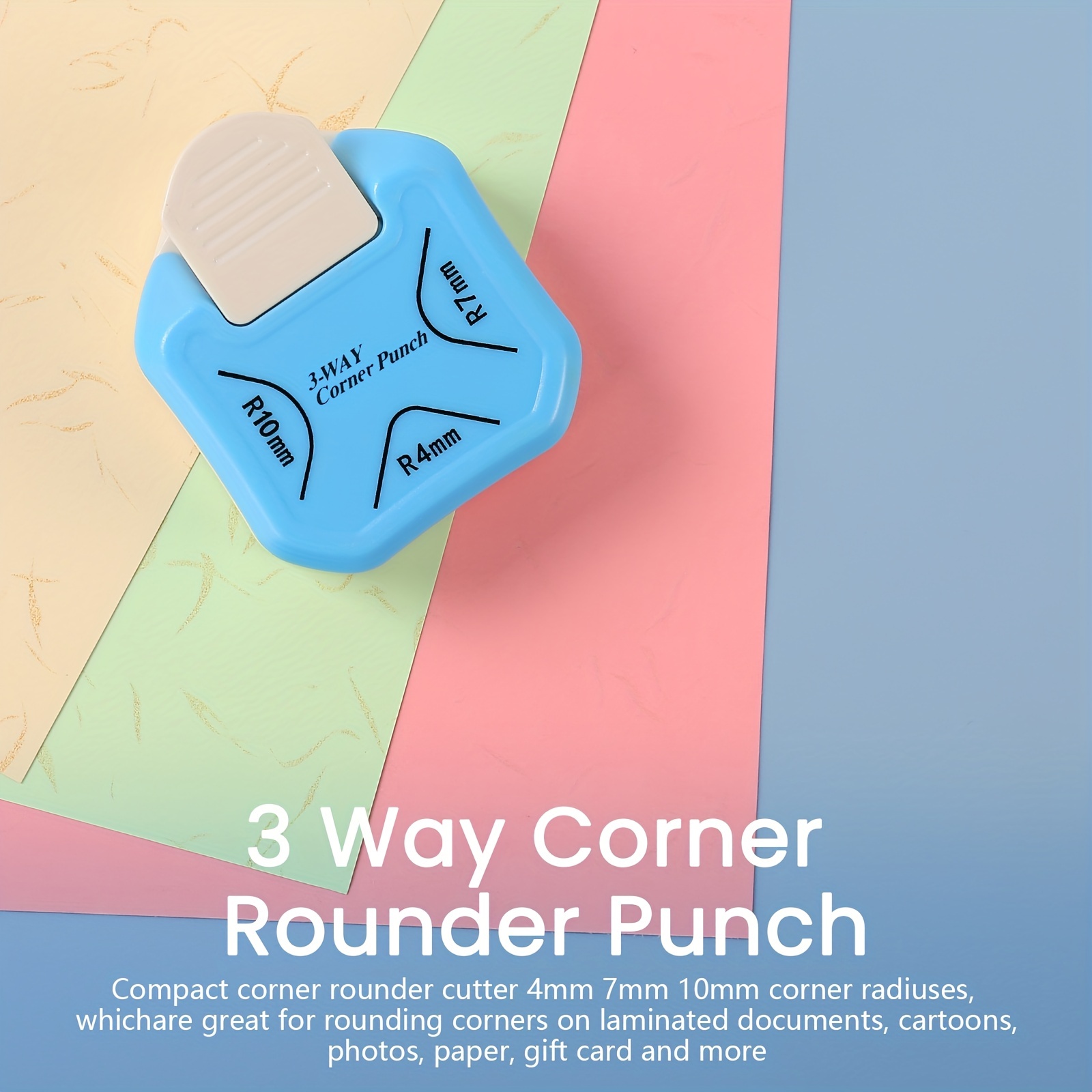 3 in 1 Corner Rounder Paper Cutter Craft Punch Round 4mm, 7mm & 10mm (6630)