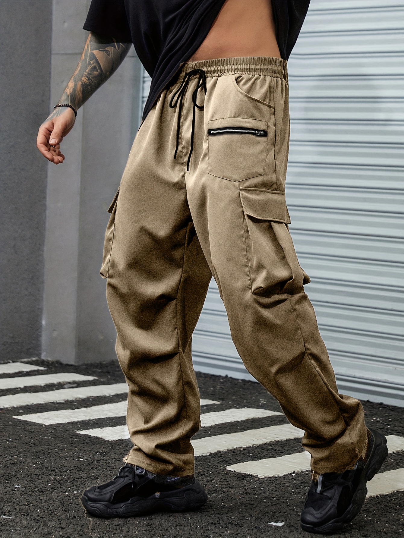 Plus Size Men's Relaxed Fit Cargo Trousers Pockets Oversized - Temu Canada