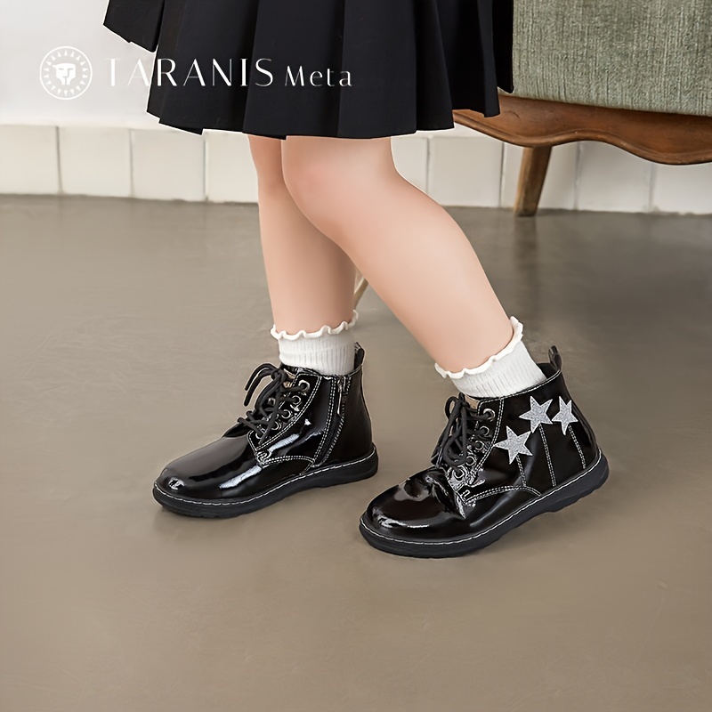 Taranis Meta Girls Ankle Boots, Star Pattern Leather Soft Soled