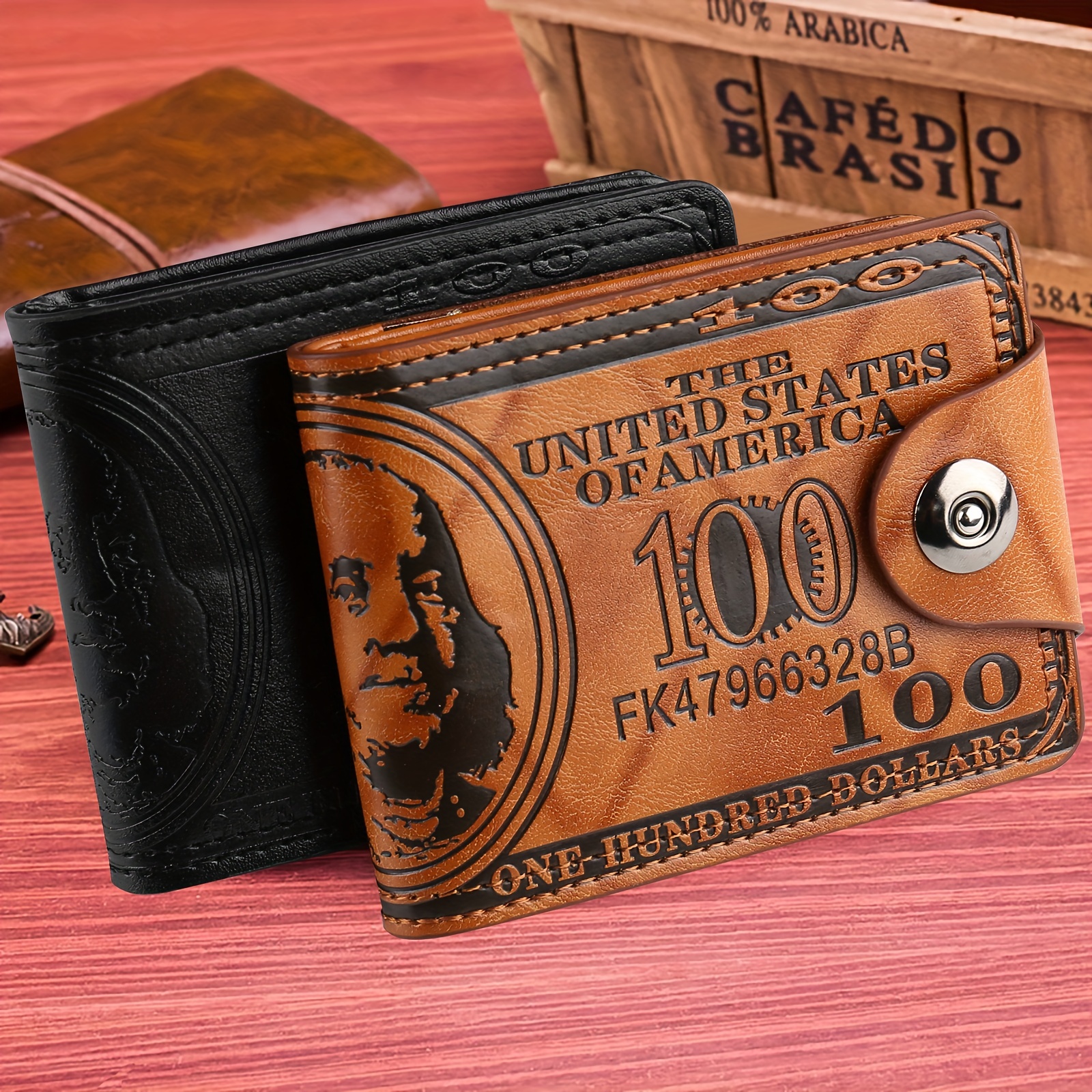 

Men's Pu Leather Figure Pattern Snap Button Short Wallet Multiple Card Slots Purse Large Capacity Card Cash Holder