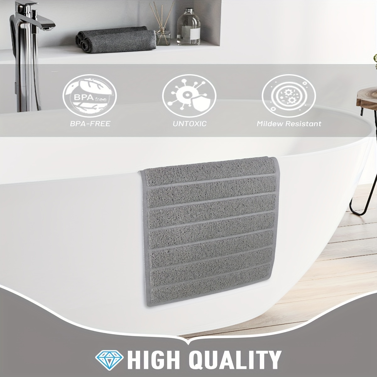 Shower Mat for Inside Shower, Loofah Bath Mat Non Slip Anti Mould