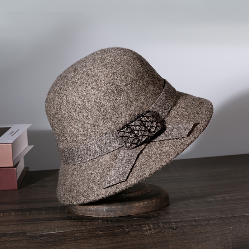Elegant Bowknot Wool Bucket Hat Classic French Style Basin Hats Warm Fedoras For Women Autumn & Winter
