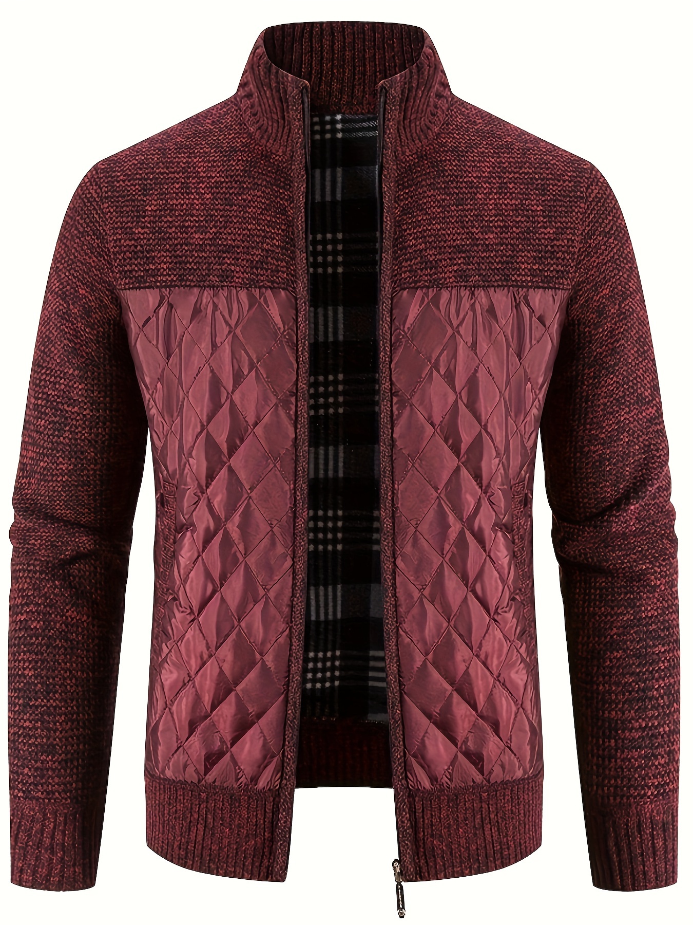 Casaco de homem acolchoado casual com camisola quente, casaco de gola alta para outono inverno detalhes 1