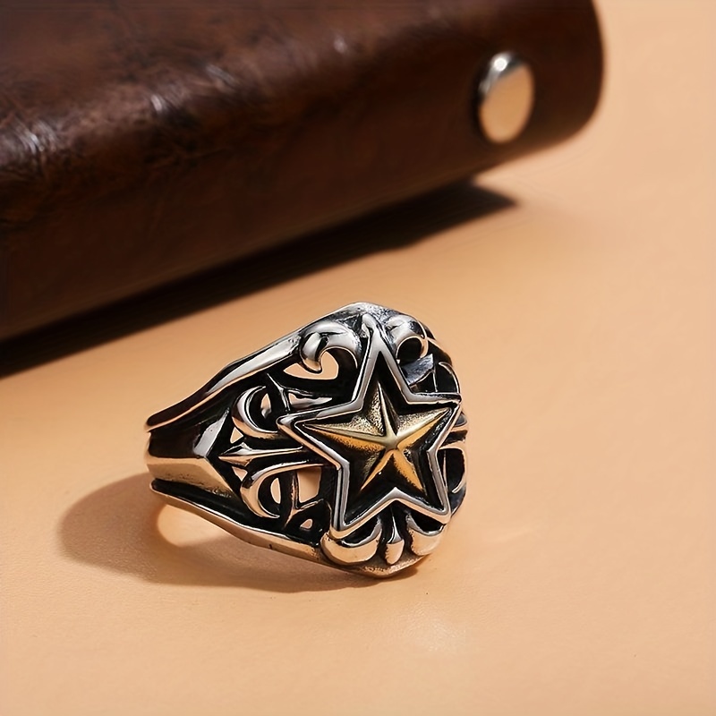 Pentagram Hollow Out Men's Ring
