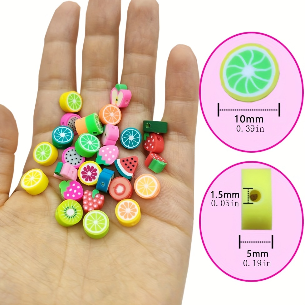 50pcs Mixed Fruit Spacer Beads Cute Clay Fruit Sliced Beads