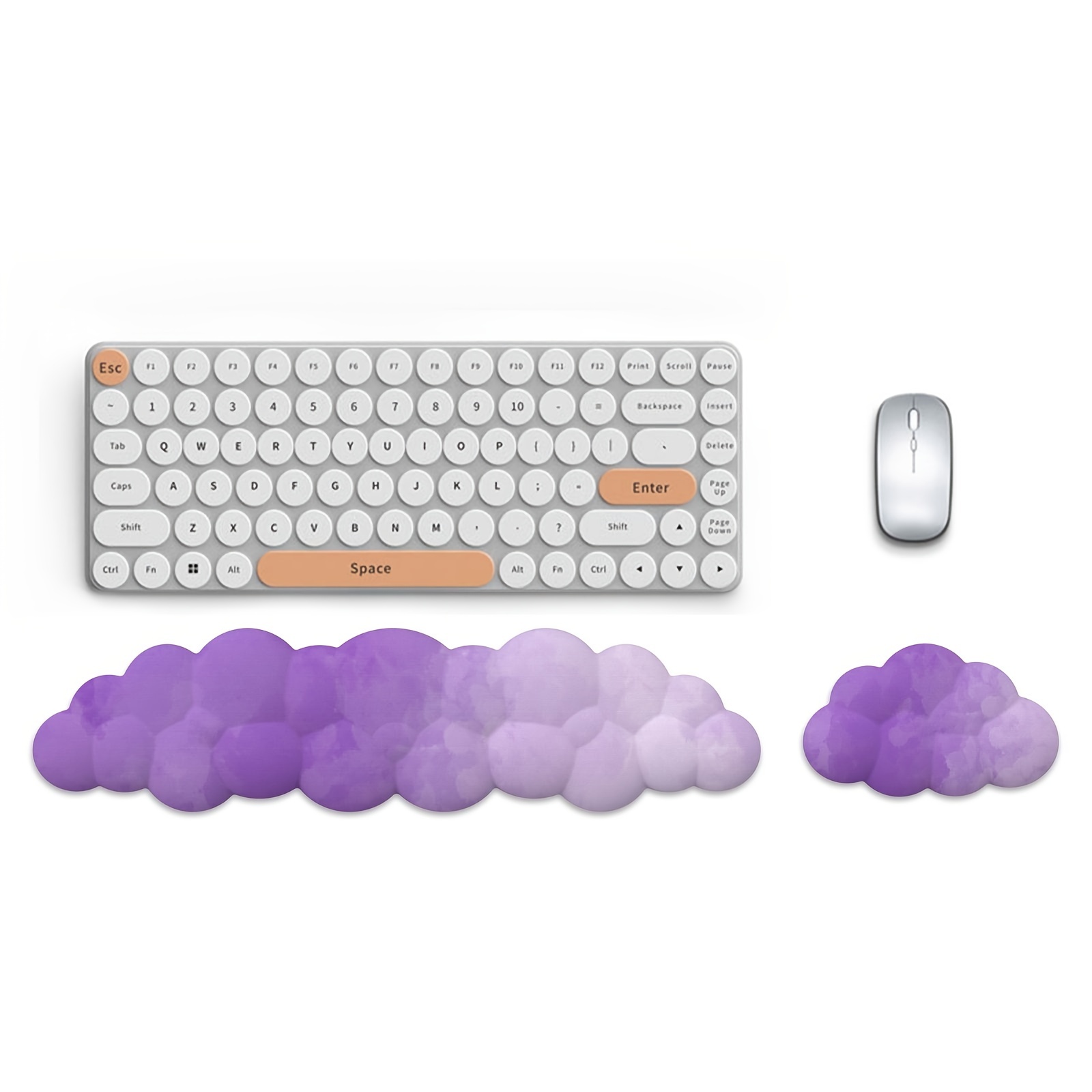Purple Cloud - Set Poggiapolsi A Forma Di Nuvola In Memory Foam Per Tastiera - Morbido, Ergonomico, Impermeabile - 2