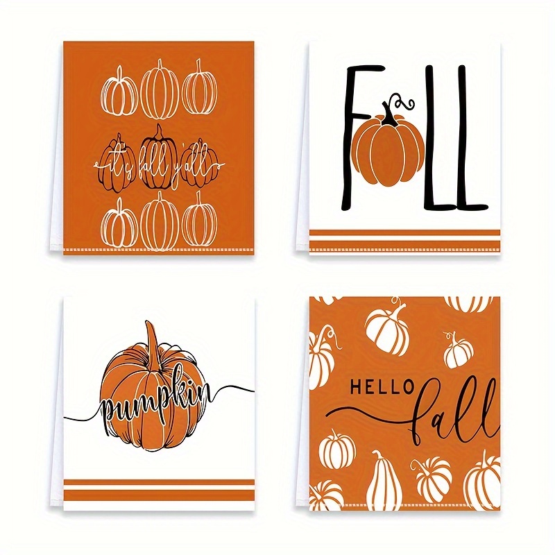 Halloween Tea Towel, Pumpkin Autumn Decor, Fall Hand Towels