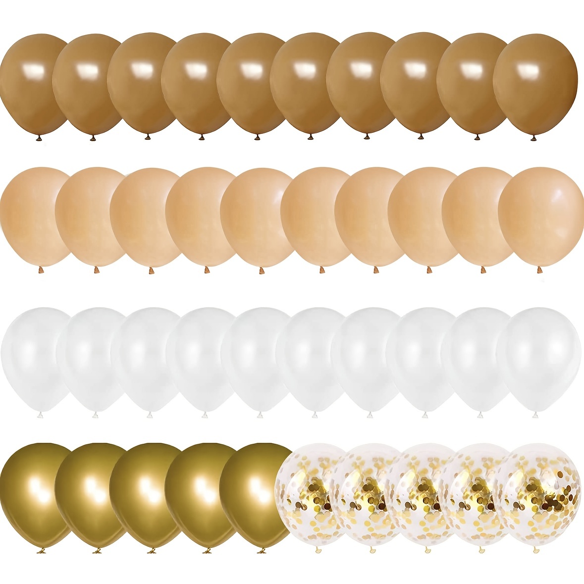 50pc Tan Brown Nude White & Golden Confetti Balloons for Birthday Party Decorations