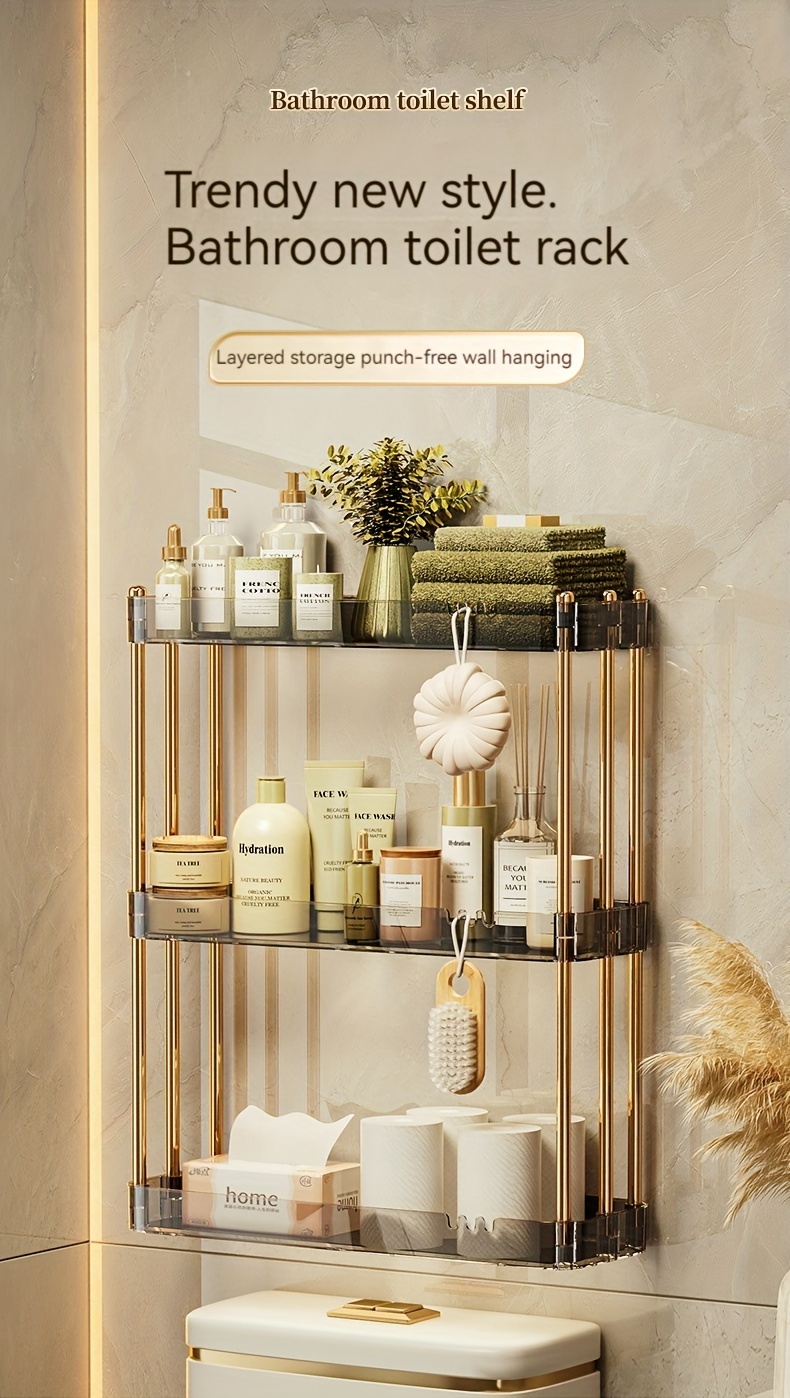Rose Gold Bathroom Shower Storage Rack Shampoo Soap Cosmetic Shelves Wall  Mount