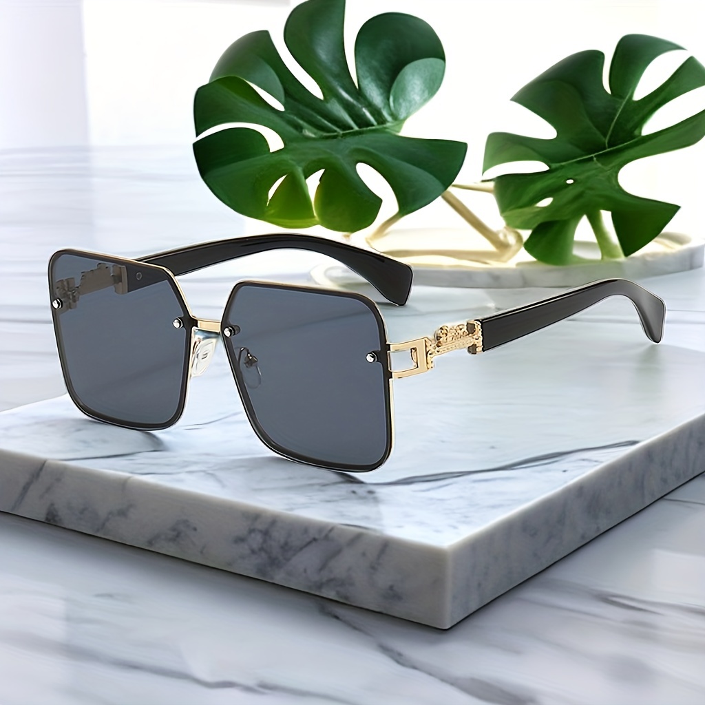 Men's Retro Metal Square Sunglasses Uv Protection With Plastic