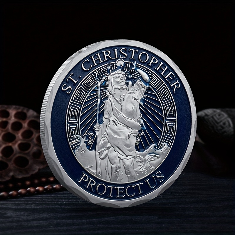 St.christopher Protect Us Souvenir Coin Patron Saint Temu