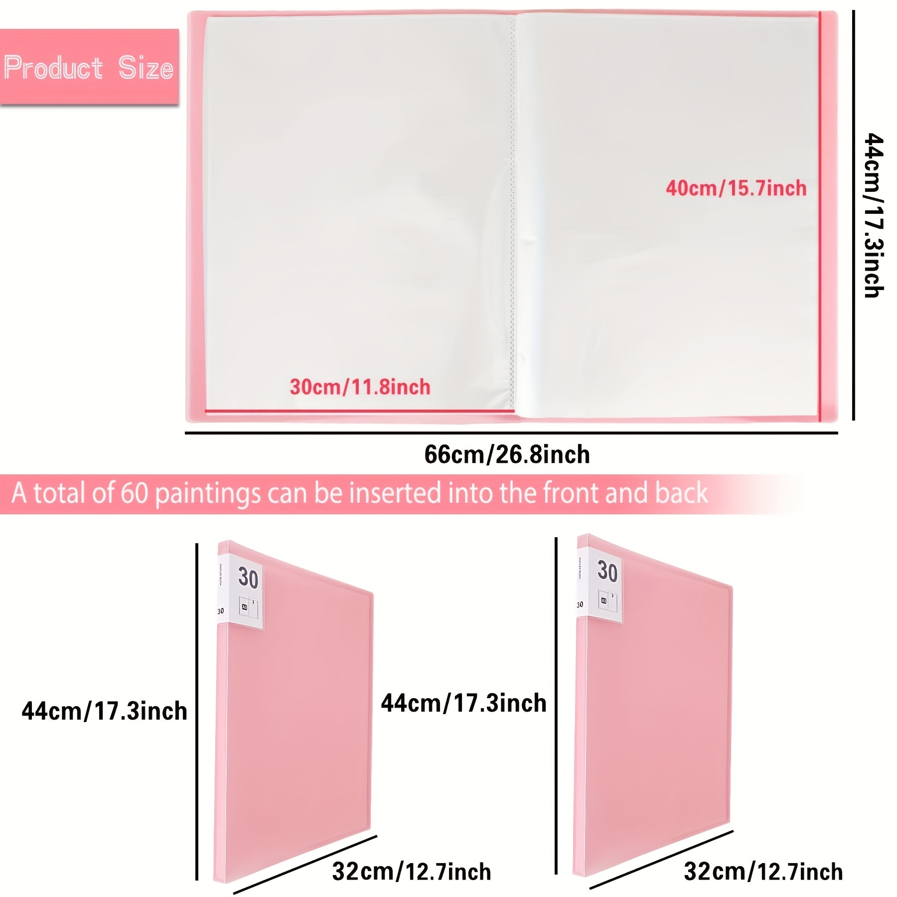  A4 Diamond Painting Storage Book, Protectors Art Portfolio  Book, Portable Poster Binder, 20/30/40/60/80 Pages Clear Pockets,  Waterproof Folder for Artwork Report Sheet Letter, 9.3x12.1inch : Office  Products