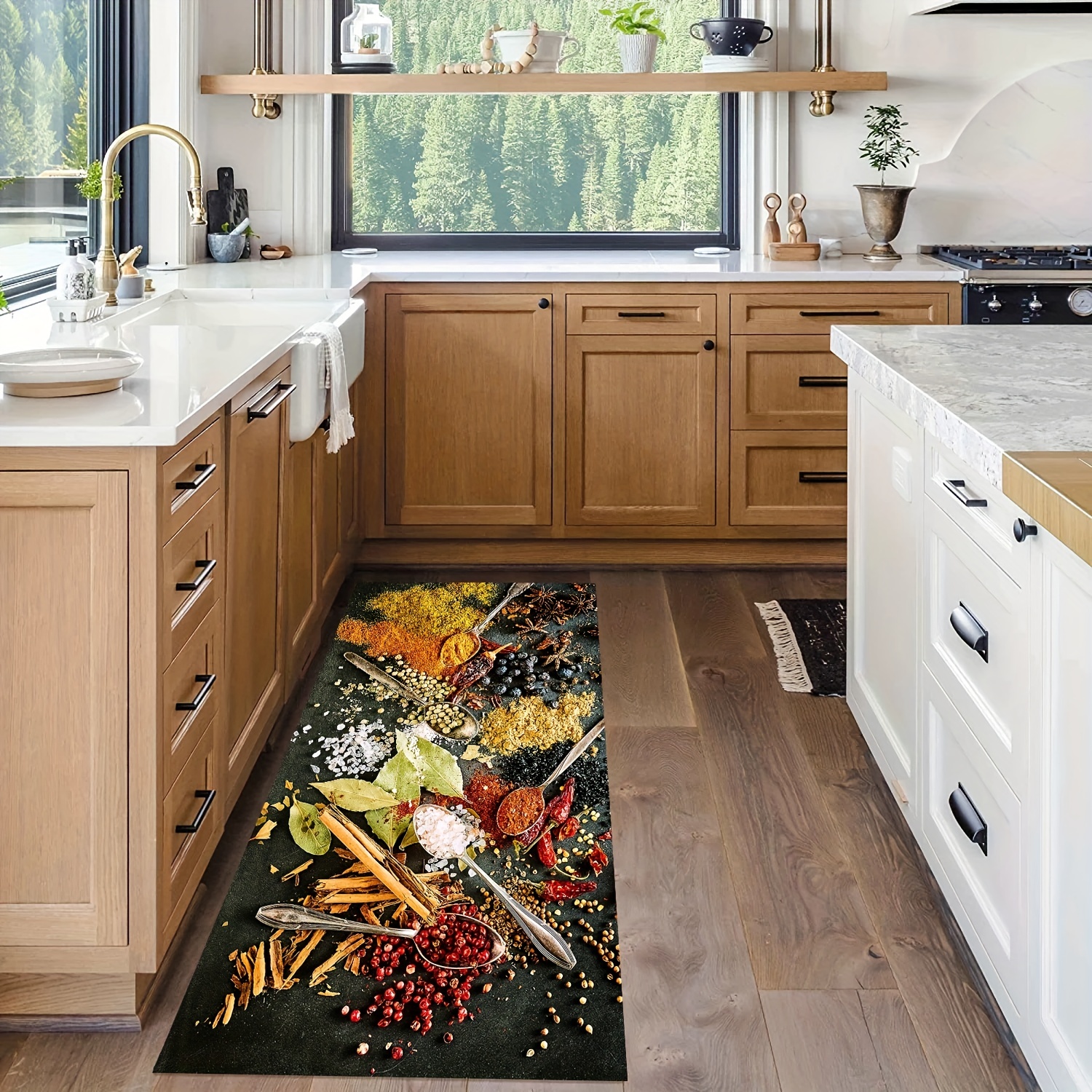 Colorful Kitchen Rug, Non-slip Kitchen Mat Waterproof Kitchen Rugs