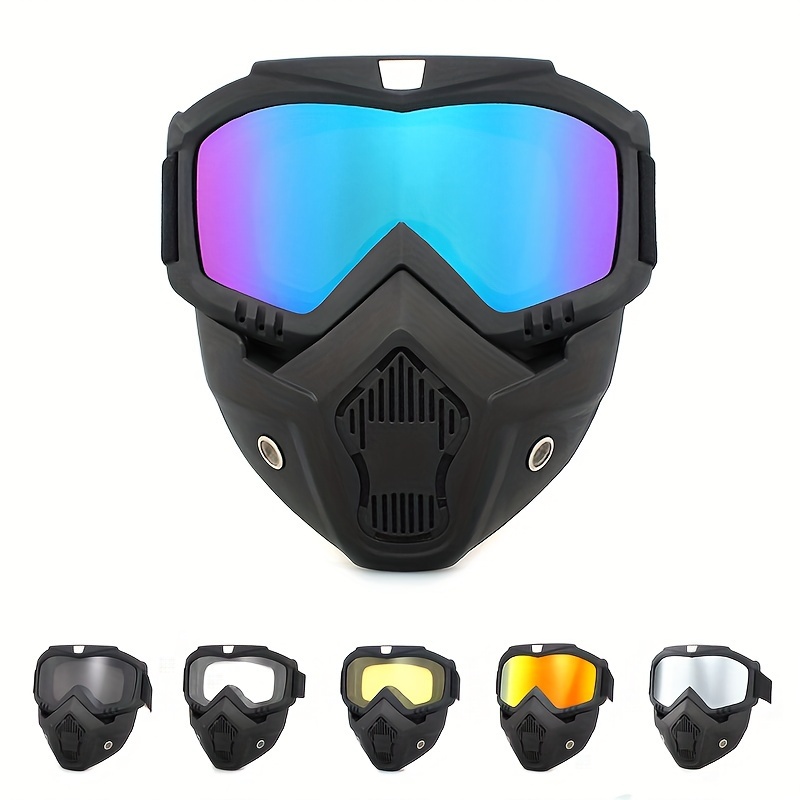 

1pc Full Face Goggle, Hd Clear Windproof Anti-sand Protective Welding Eyewear, Multi-functional With Breathable Mask, Plastic Material, Adjustable Strap For Outdoor Activities