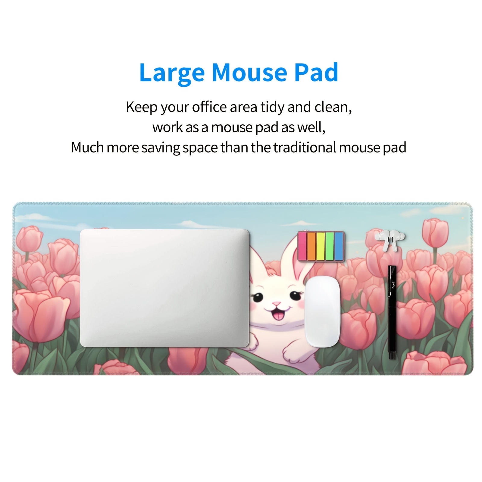 Super Cute Cartoon Bunny Flower Gaming Laptop Mouse Pad Big - Temu