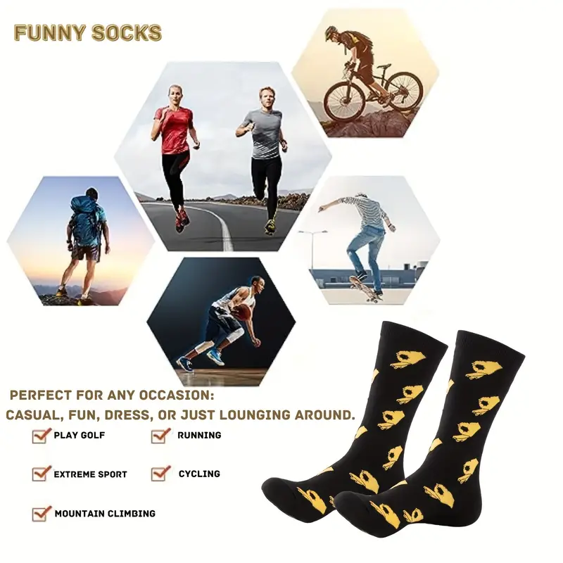 Men's Cotton Novelty Fun Cartoon Pattern Crew Socks For Women, Men