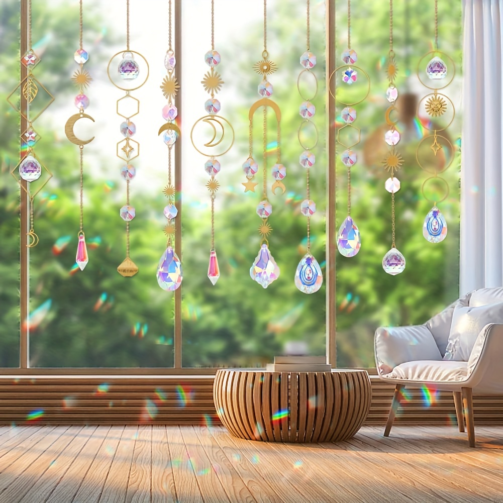 H & D-Attrape-soleil en cristal avec prisme coloré, pendentifs pour