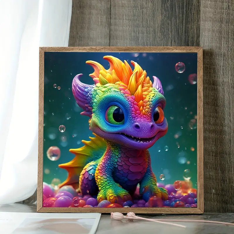 Diy Artificial Diamond Painting Kit 5d Colorful Dragon - Temu