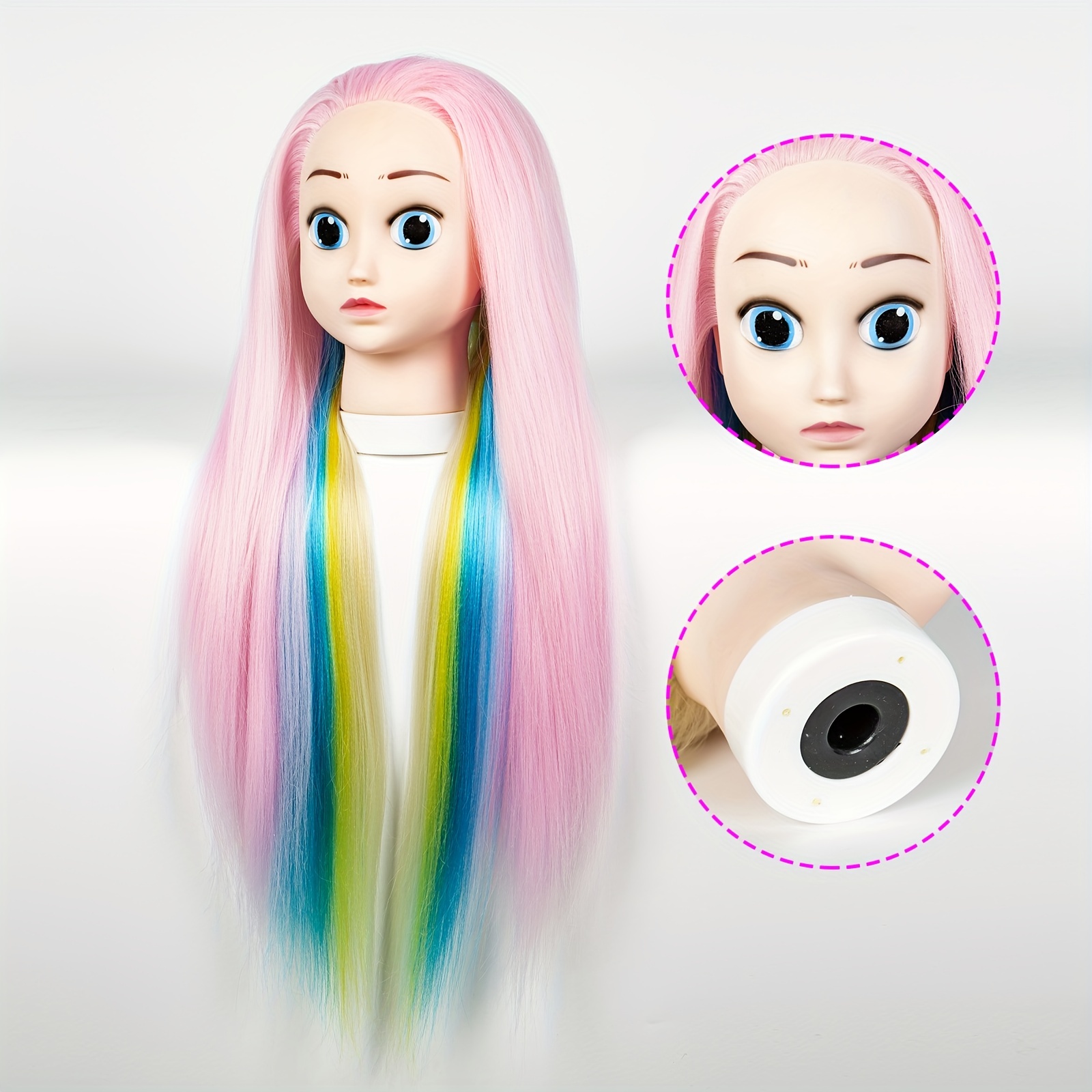 Premium Mannequin Head With Rainbow Color Straight Hair Cosmetology  Mannequin Doll Head For Practice Braiding Styling Training Head Hair With  Free Cla