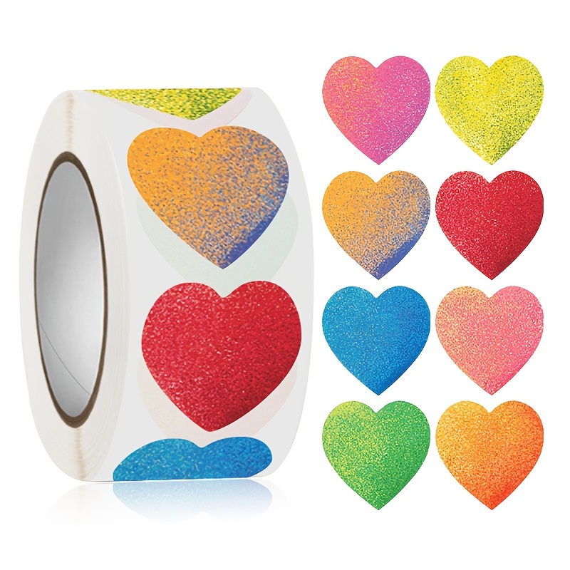 500Pcs Glitter Heart Stickers for Envelopes Valentine'S Day Heart Stickers  Decor