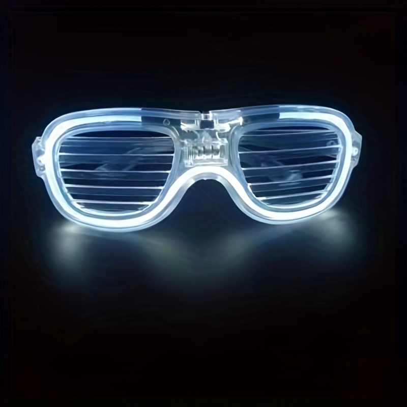 Max Fun Gafas de sol con luz LED, 30 persianas de plástico, lentes LED  intermitentes que brillan en la oscuridad, lentes de sol de Navidad, rave,  suministros de fiesta de neón, accesorios de recuerdo : Juguetes y Juegos 
