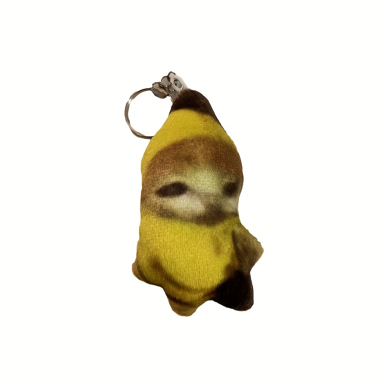 1pc Creative Plush Banana Cat Toy Happy Crying Cat Keychain Banana Meow  Pendant Funny Interesting Stuffed Doll Gift