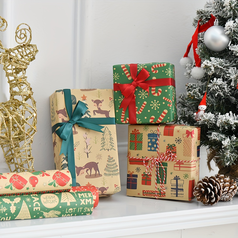 Christmas Wrapping Paper Santa Claus Gift Box Kraft Paper - Temu