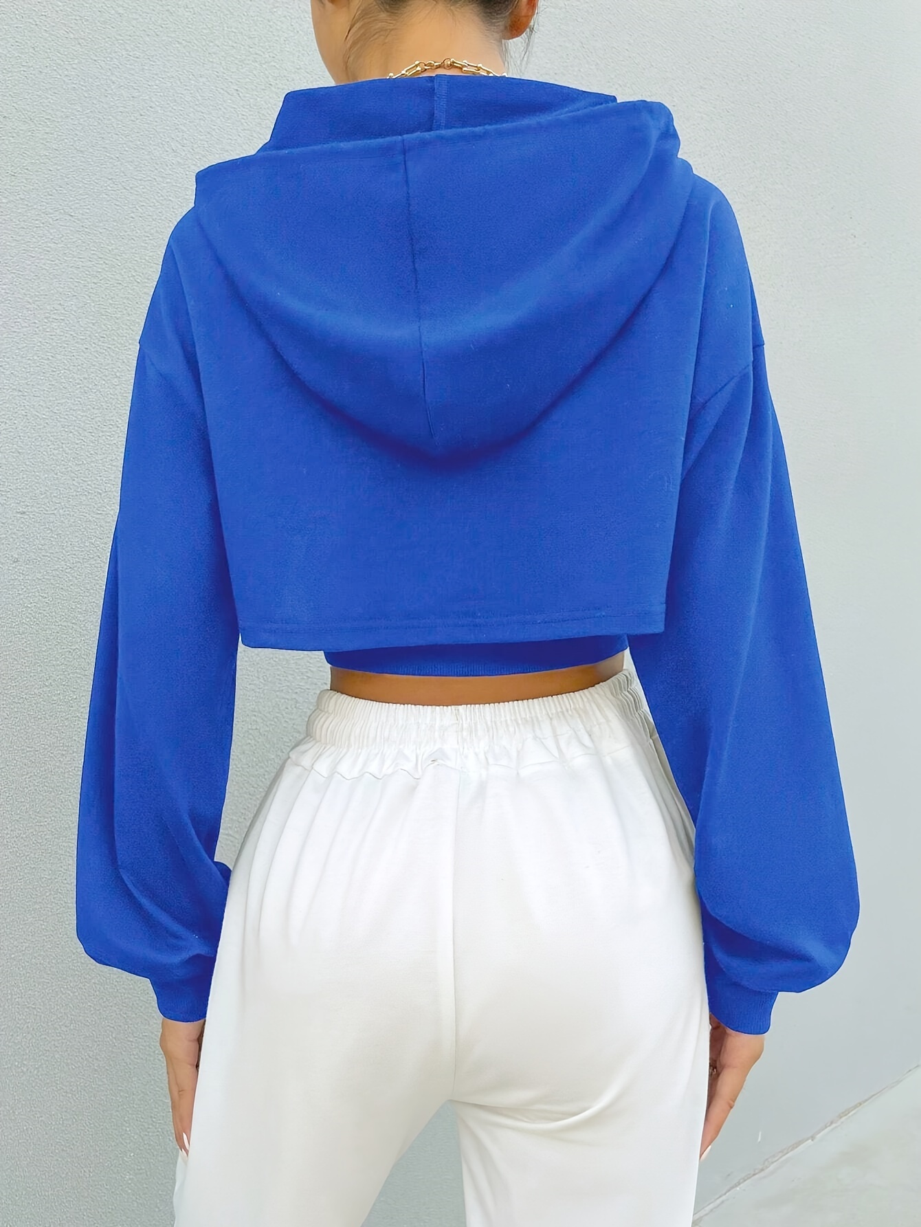 Drawstring crop 2024 top hoodie