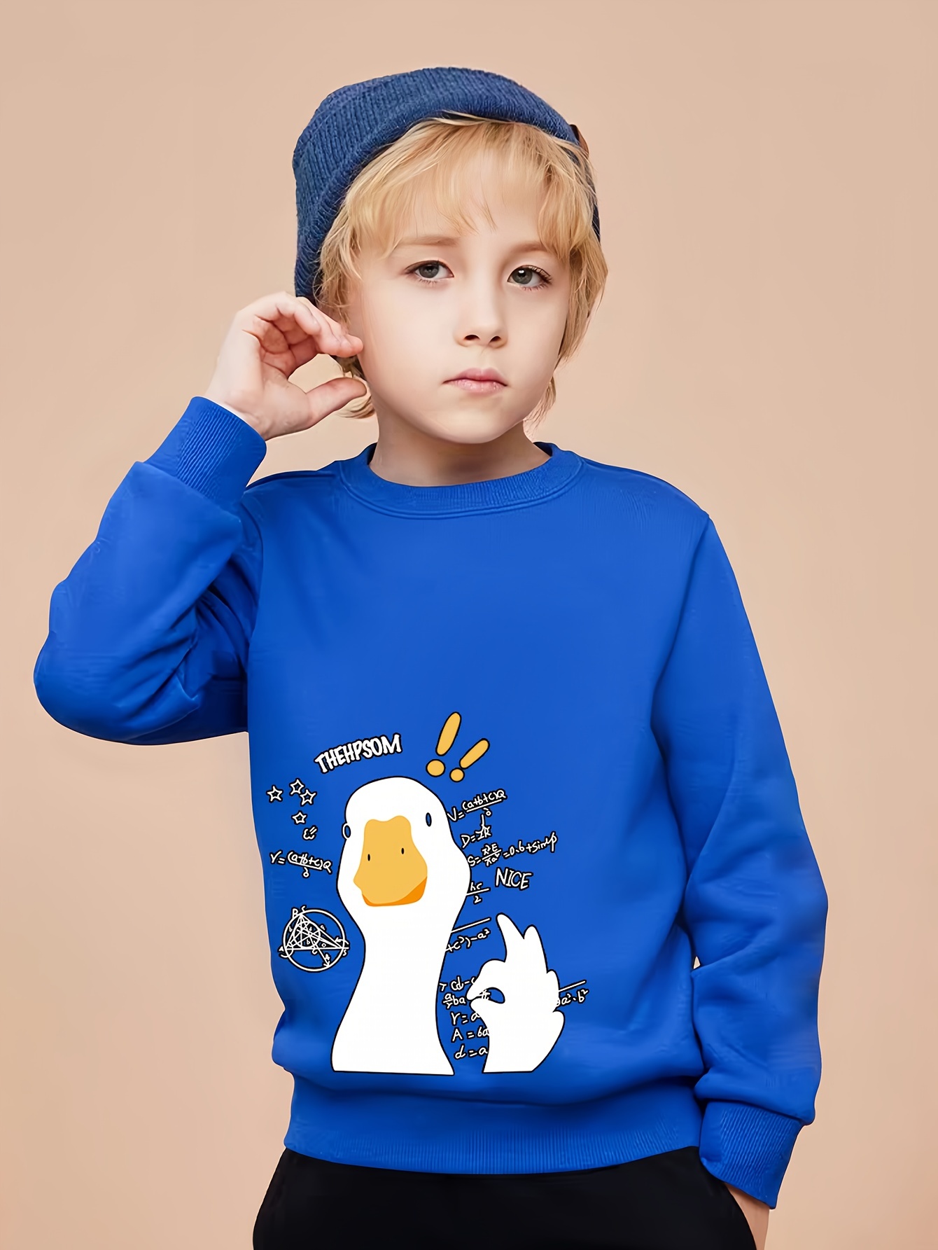 kids casual crew neck sweatshirt polyester 100 knit fabric Temu United Kingdom