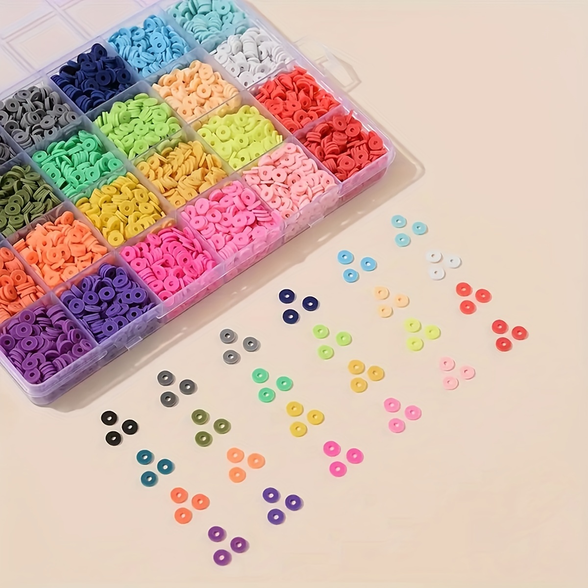 24 Grids Clay Flat Beads Colorful Polymer Clay Beads for Jewelry