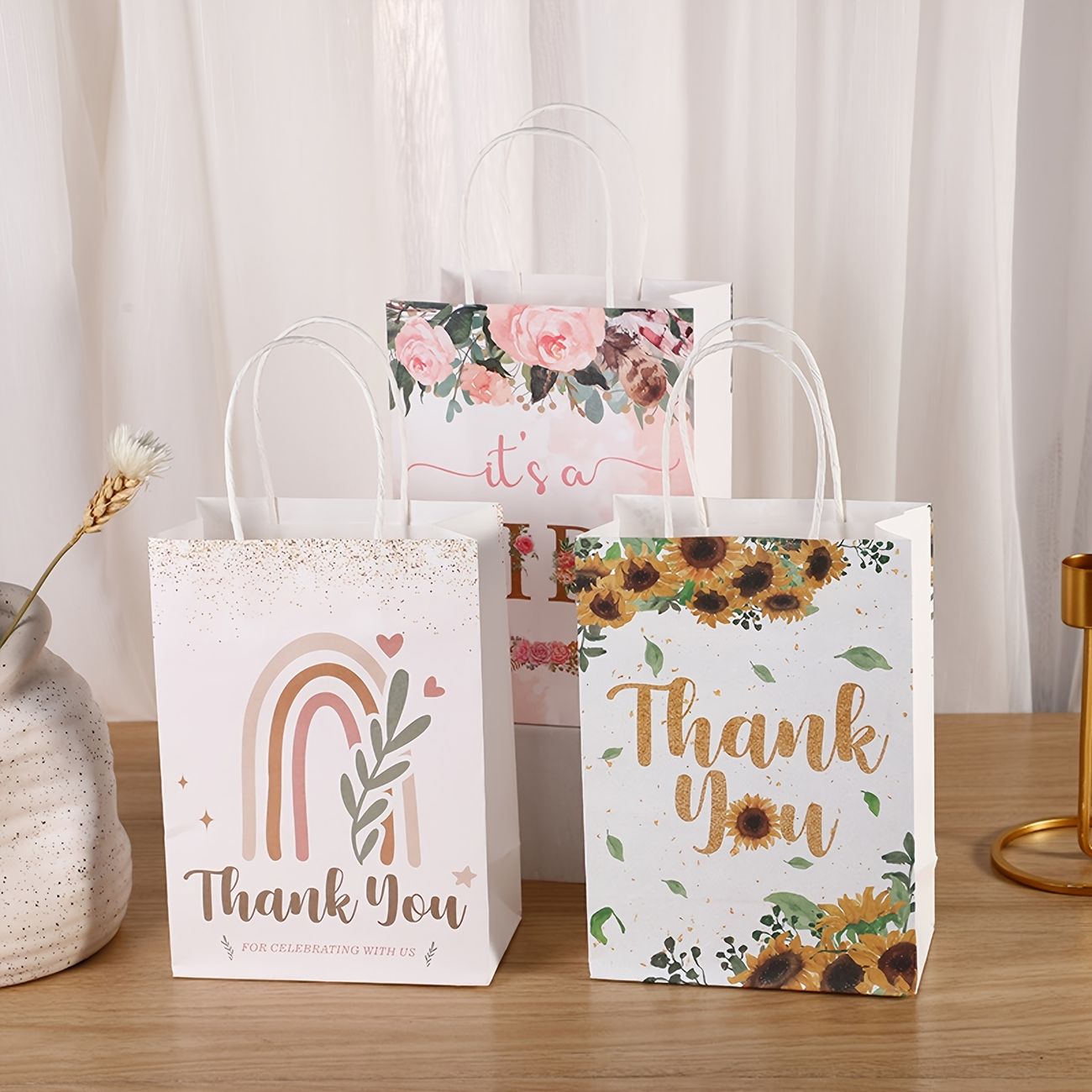 5pcs Portable Gift Bag Cartoon Cute White Kraft Paper Bags Holiday Gift  Package Handbag - Home & Kitchen - Temu