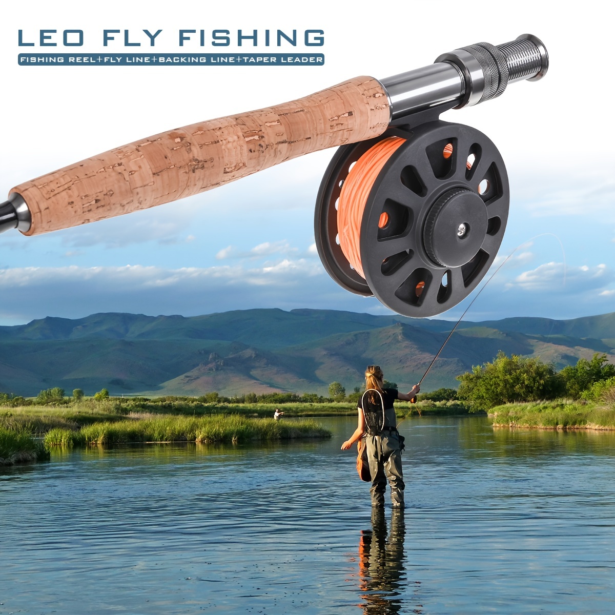 LEOFISHING Carrete de pesca precargado con mosca * rueda intercambiable  para mano izquierda y derecha, Incluye línea de pesca con mosca flotante