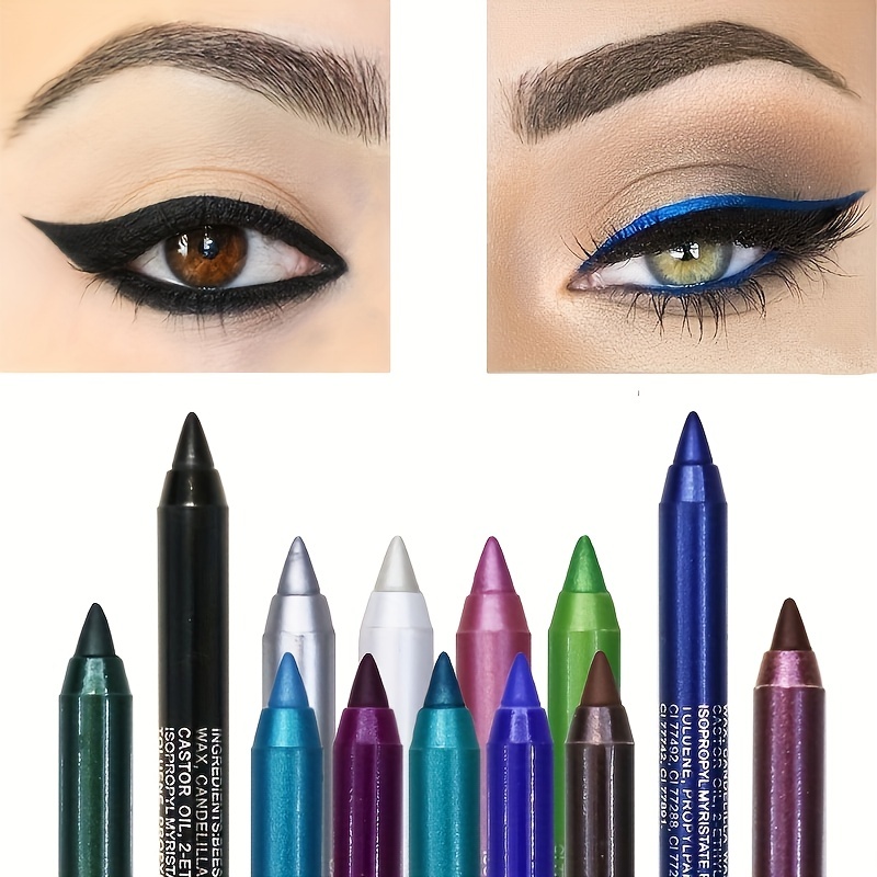 

14-color Colourful Eyeliner Pen, High Pigmented Pearly Shimmer Metallic Smokey Punk Gothic Style Eyeliner, Long Lasting Waterproof Eyeliner Stick