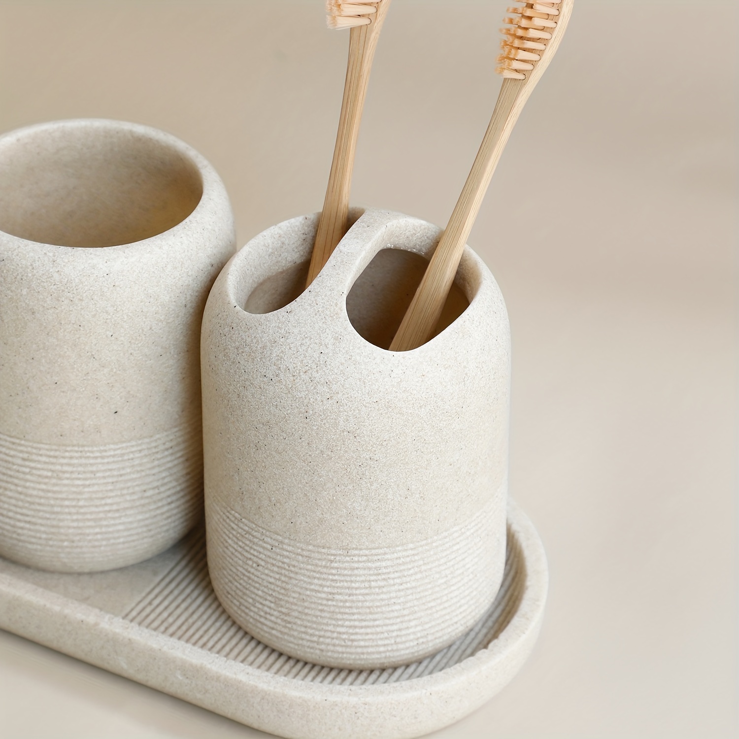 Dispenser Per Bicchieri Di Carta In Ceramica E Bambù - Per Bagno, Cucina, Ufficio - Foto 3