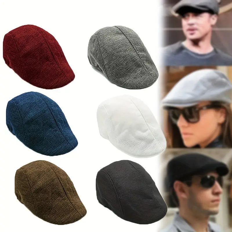 1pc Mens Beret Hat Peaked For Spring And Autumn