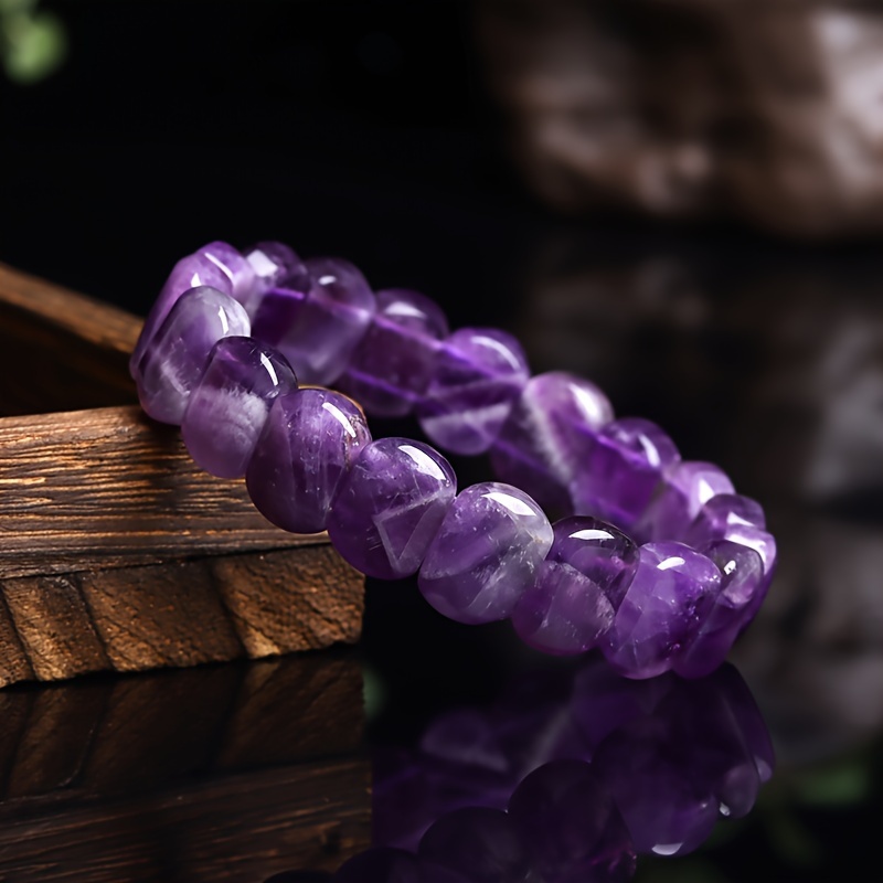

Purple Natural Crystal Beaded Bracelet Elegant Simple Style Delicate Holiday Female Hand Jewelry