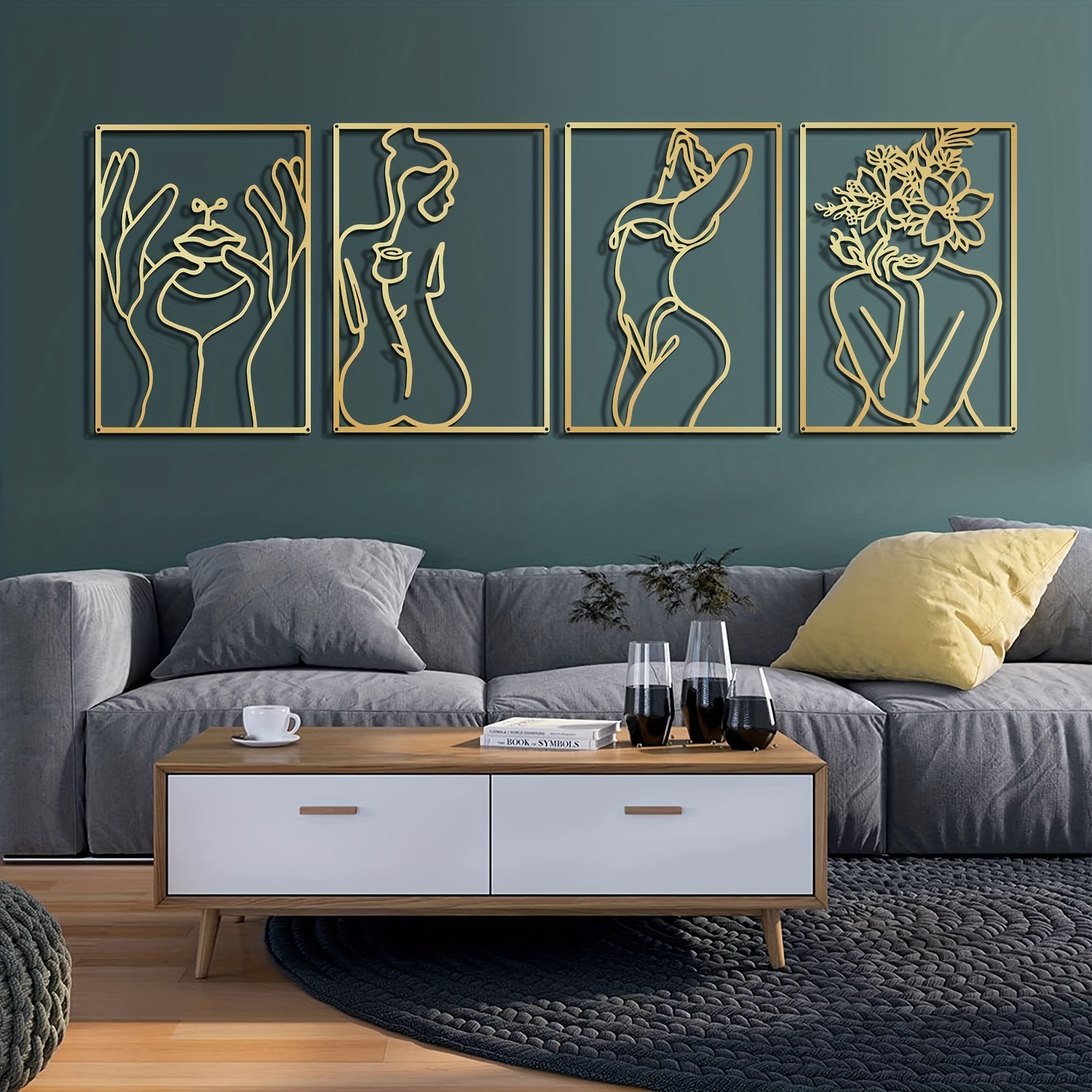 Modern Metal Wall Decor - Abstract Female Silhouette Sculpture For ...