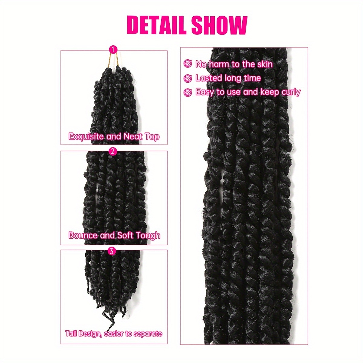 Box Braid Crochet Hair 22strands Pre Looped Braided Hair - Temu