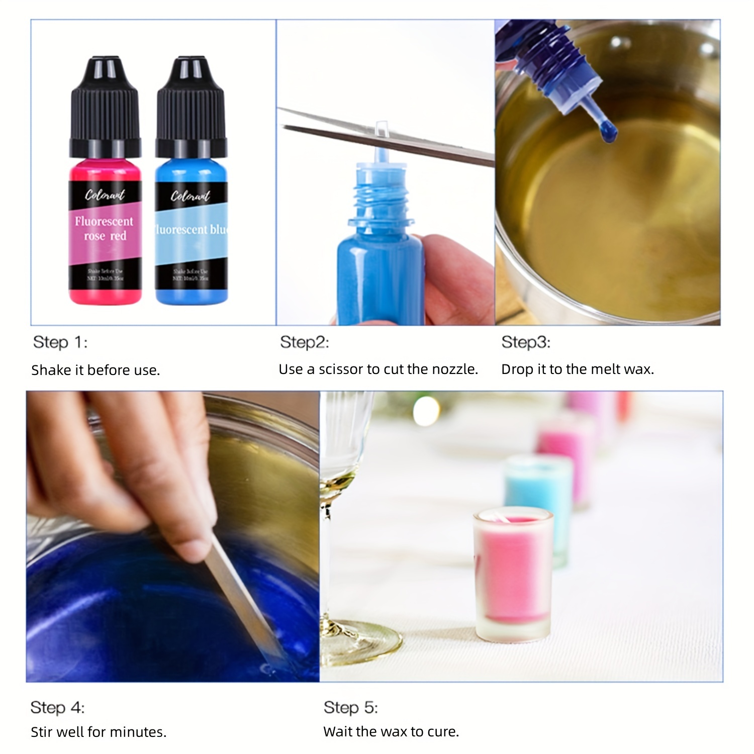 18 colores Colorante a base de aceite líquido para cera, Tinte de color de  vela vívida para la fabricación de velas, Color de vela natural altamente  concentrado
