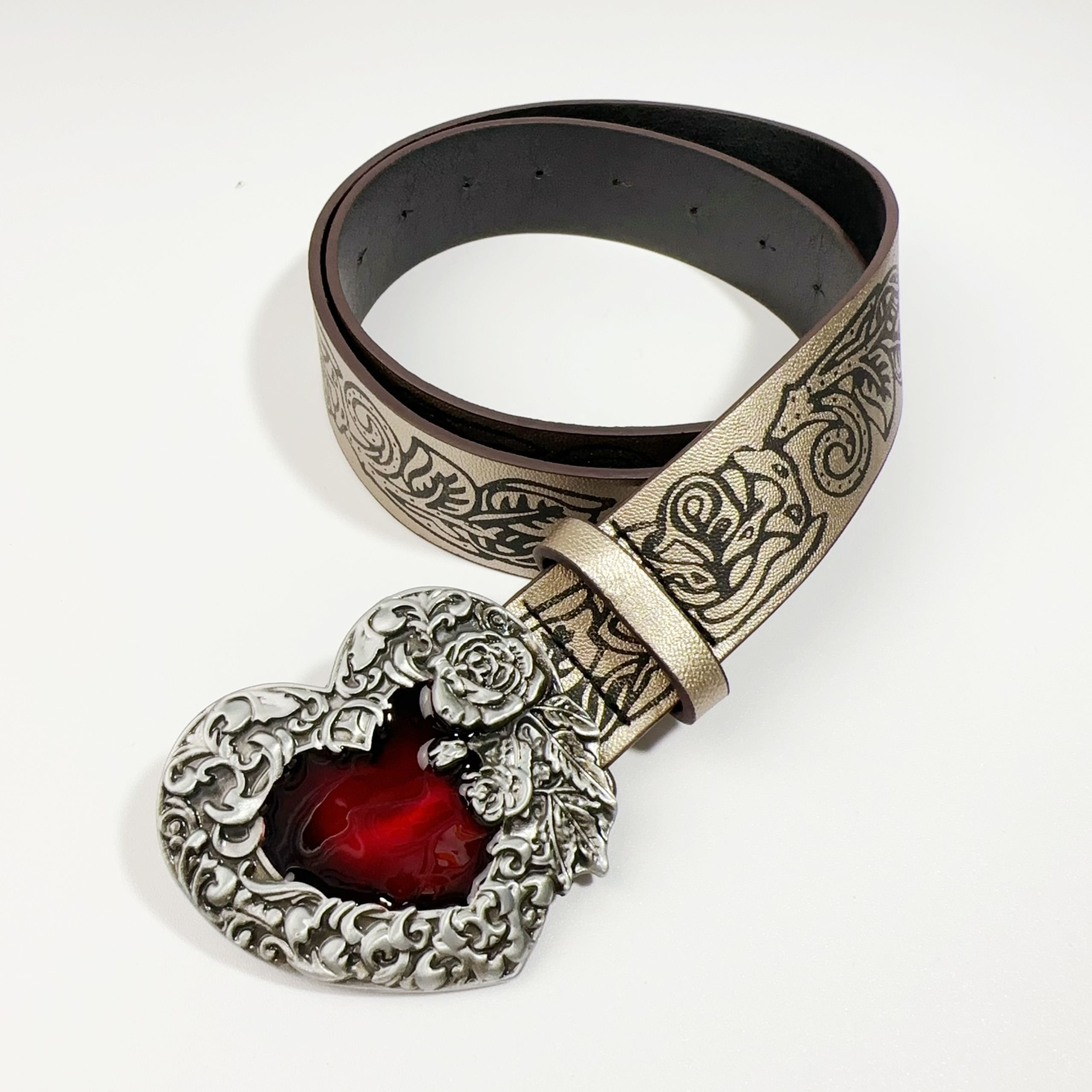 Hip Hop Style Rock Decorative Belt, Heart Buckle Men's Pants Belts