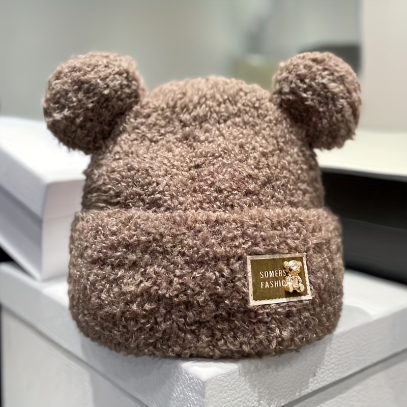 Mignon Bonnet En Peluche À Blocs De Couleurs Avec Oreilles De Panda Cartoon  Pour L'hiver, Chaud Et Élastique Pour Les Femmes - Temu Belgium