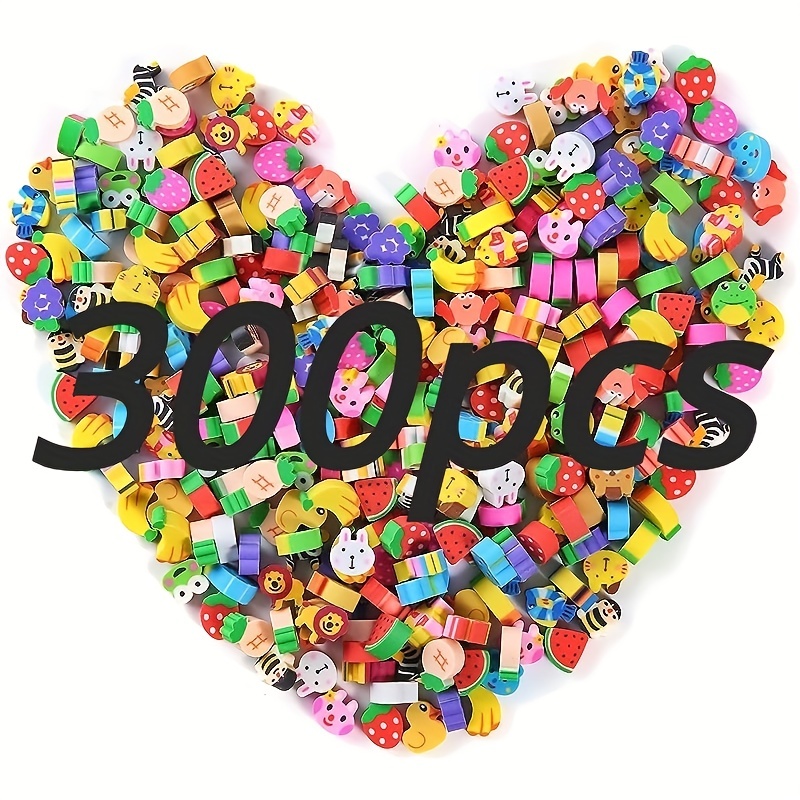 300 Pieces Mini Erasers for Kids Bulk Assorted Novelty Pencil Erasers for  Students Party Favor Home School Work Classroom Rewards Prizes Gift