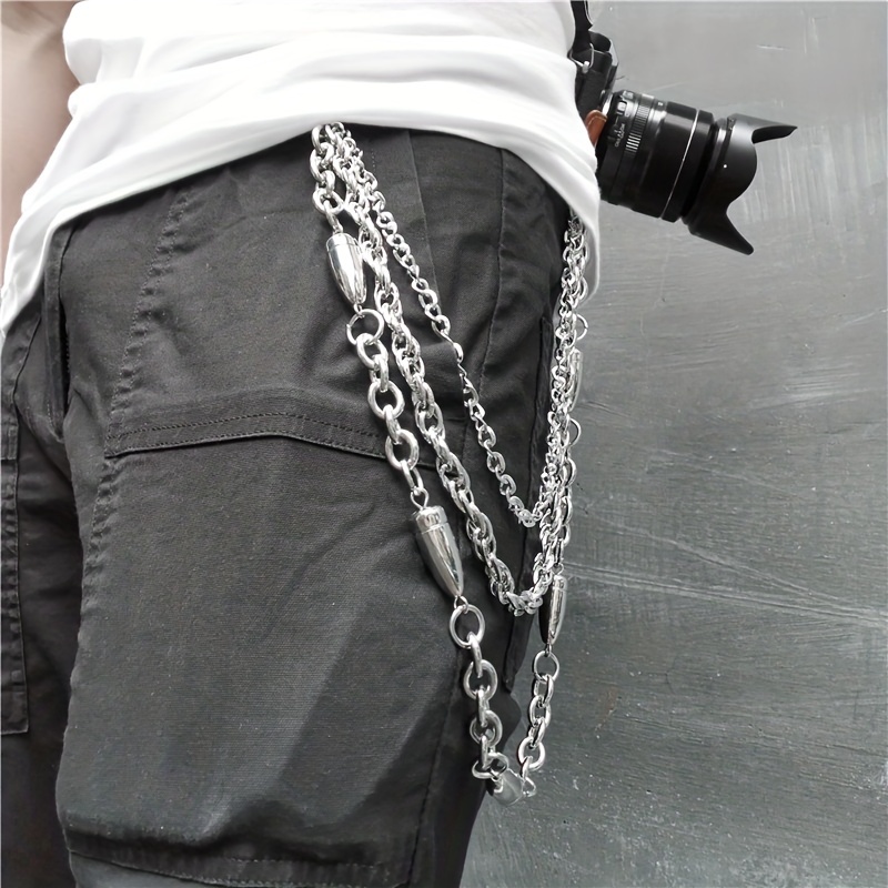 Punk Jewelry Fashion Wallet Key Chain Rock Skull Trousers Pant Jean Chains  Metal Keychain J220