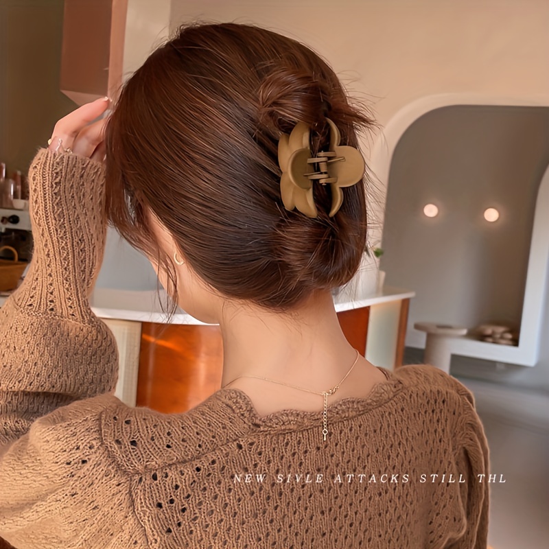 4PCS Flower Shape Hair Clips Hair Clip Solid Ponytail Hairpin Headwear
