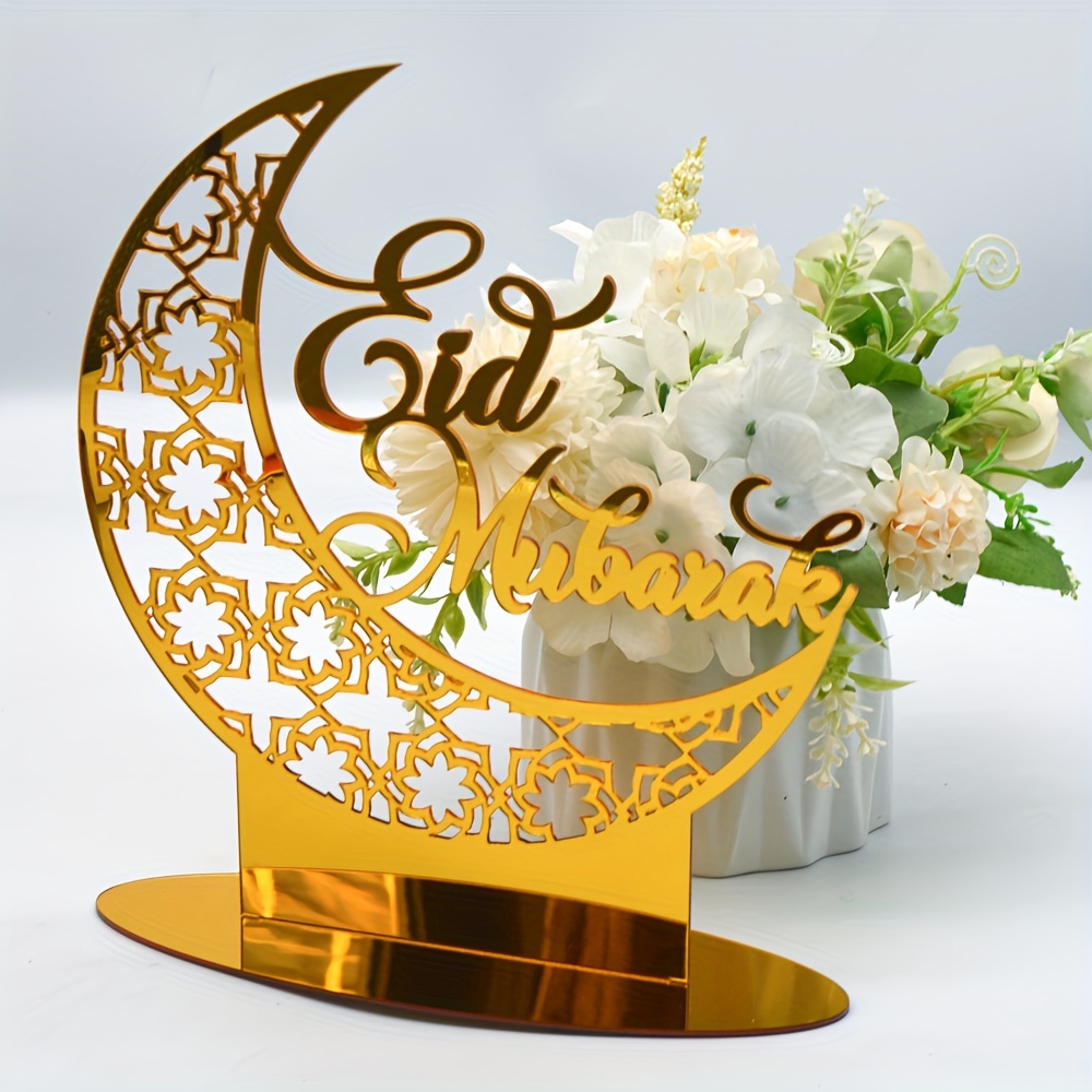 Adornos de Ramadán Kareem de madera, Decoración de mesa Eid Mubarak,  colgante islámico musulmán, suministros de fiesta Eid Al Adha, 2023