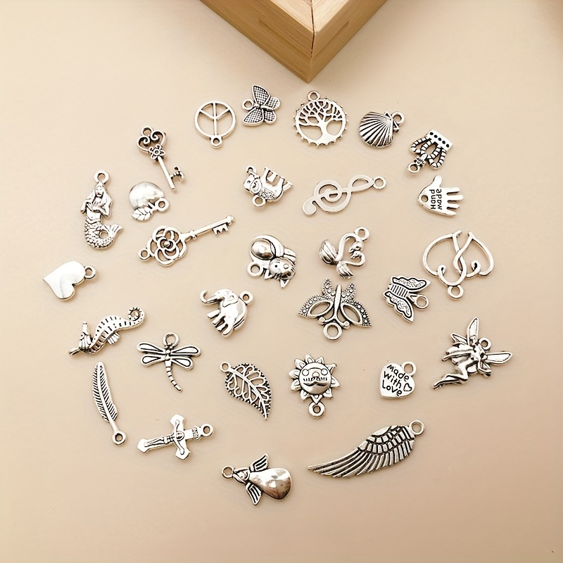 Lot Metal Antique Silver Mixed Vintage Charms Pendants For - Temu