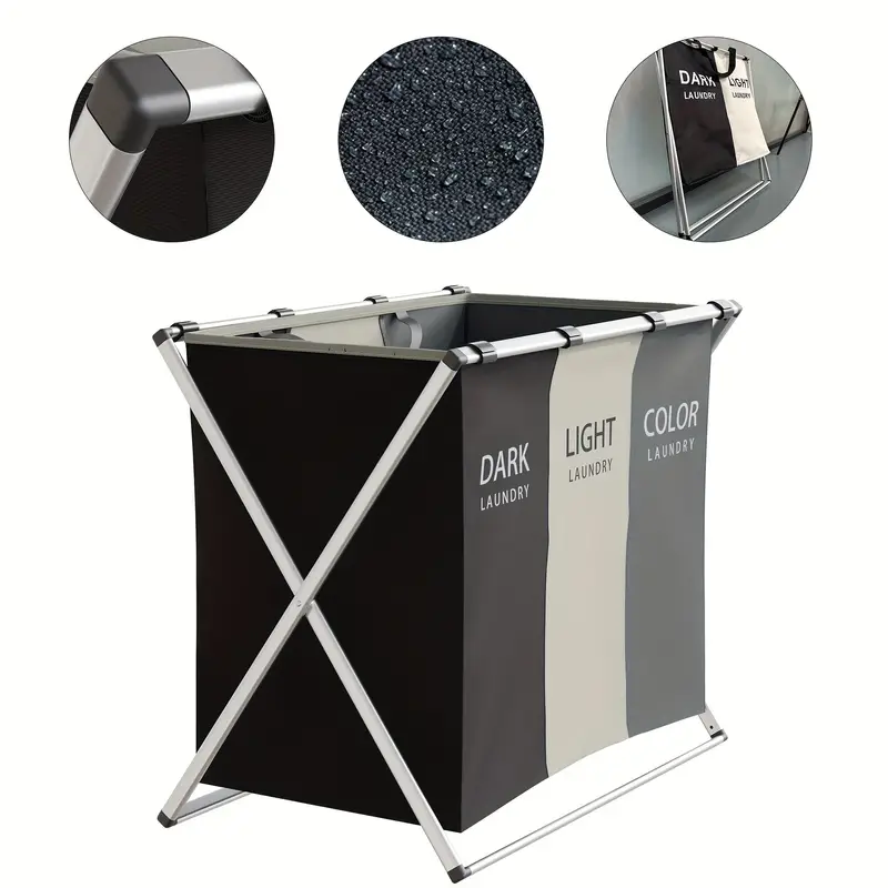 1pc 35l foldable laundry hamper with aluminum frame portable waterproof dirty clothes storage laundry basket for bathroom bedroom and home 24 14 23 details 2