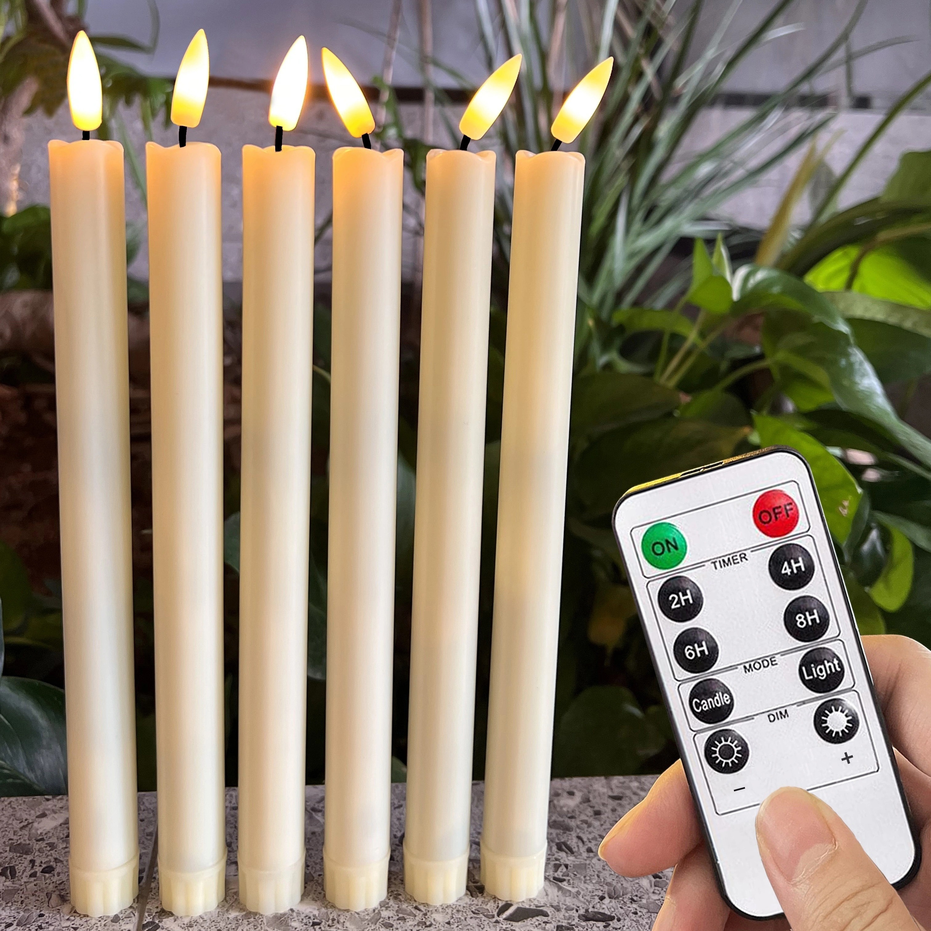 

6pcs 3d Black Wick Led Battery Operated Flickering Flameless Taper Candles Light, With Remote &timer, Electric Fake Window Candle Like Real Wax, Realistic Candle Stick For Valentine's Day Table Decor
