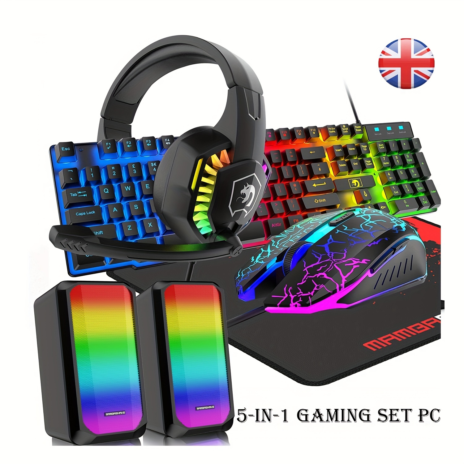 60% Wireless Gaming Keyboard Mouse Set RGB Rainbow Backlight for PC Laptop  Mac