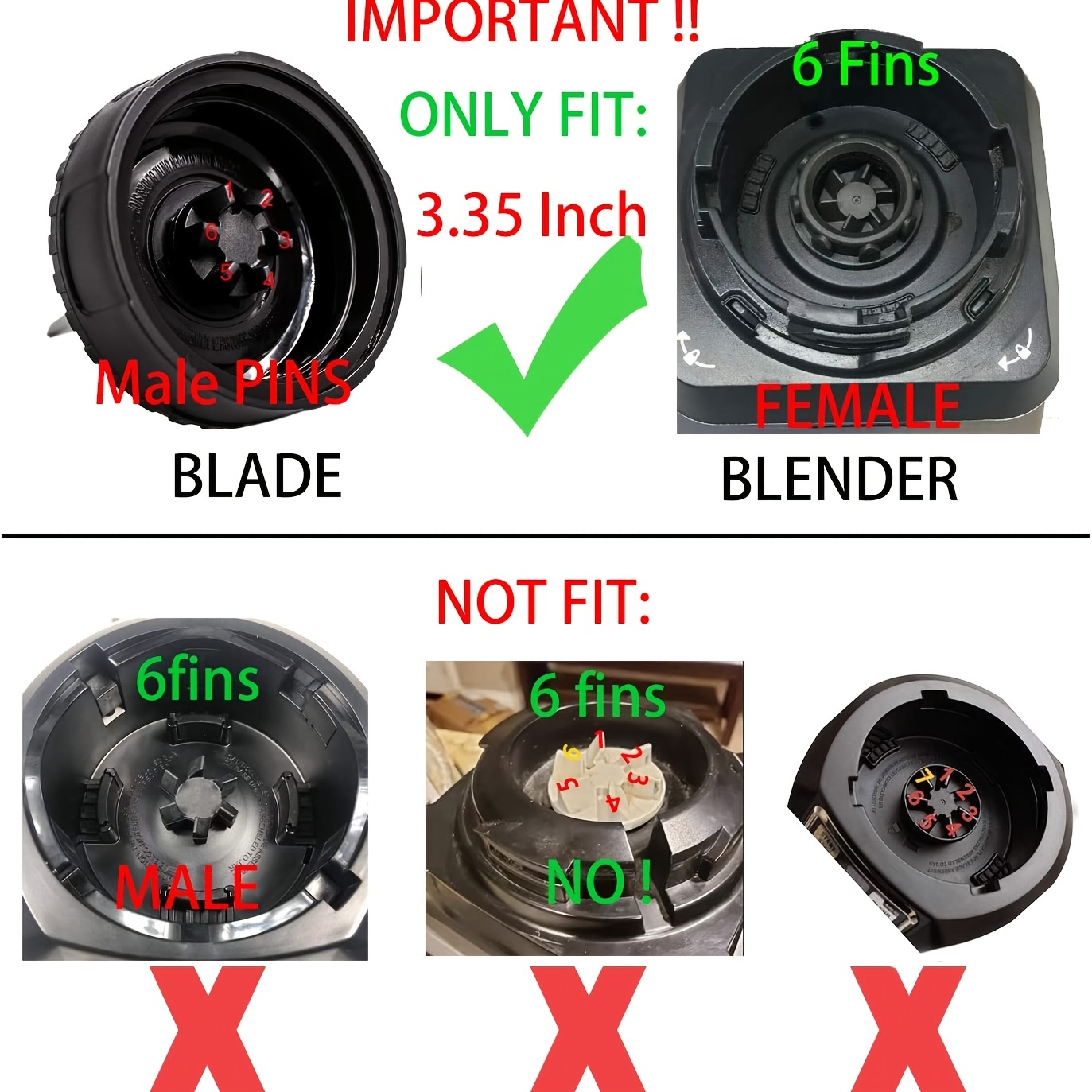 Blender Replacement Parts for for Ninja Blade 16 oz Cup, Blender Blade Fit  for Nutri Ninja BL660 1100W, Ninja BL771 30, Ninja BL770 1500W, BL780CO